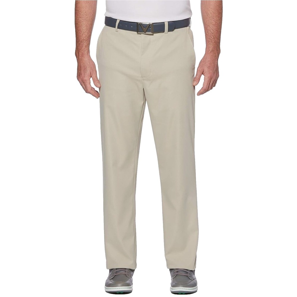 Callaway Golf Pants Mens 40x30 Beige Chino Performance Flat Front Chino Trousers